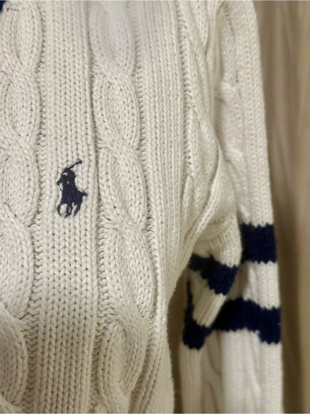 Vintage Ralph Lauren Sport Cable Knit Cricket Sweater M - Picture 6 of 9